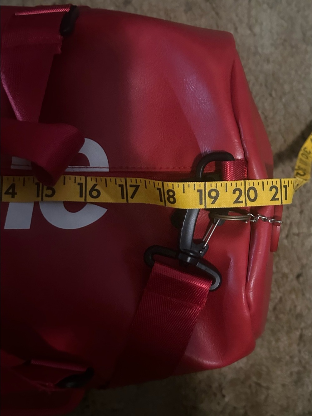 Supreme Red Duffel Bag with White Logo - Picture 10 of 11